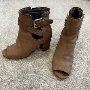 Donald J. Piliner Brown Peep-Toe Ankle Boots